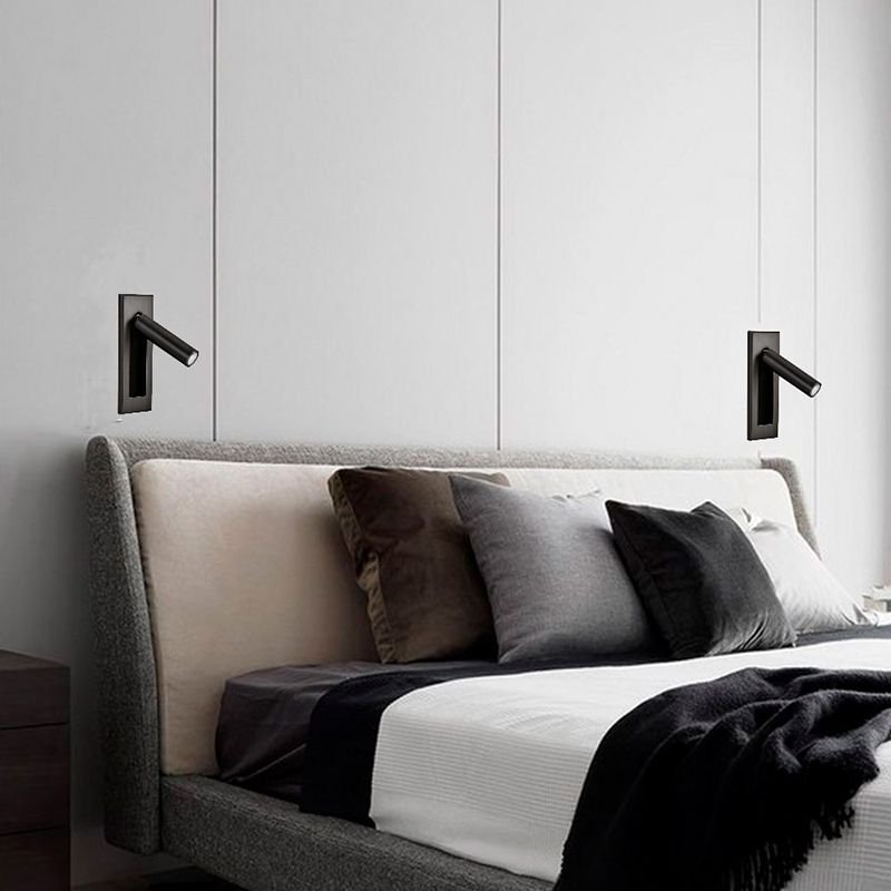 Arisha Modern Rotatable Bedside Sconce, Cylindrical/Square